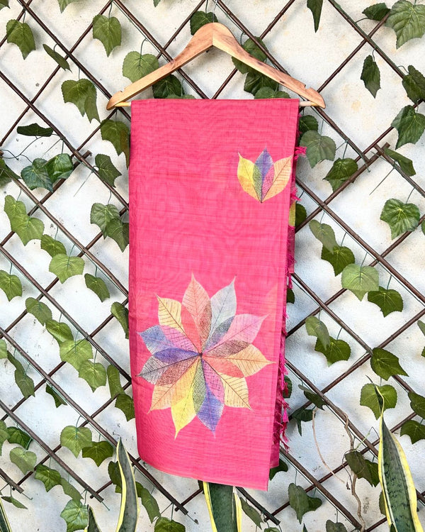 Pink Colour Cotton Tissue Saree