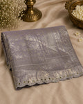Lilac Pink Colour Jarkan Cut Work Border Tissue Silk Saree M 15238