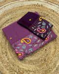 Magenta Colour Shimmer Georgette Thread Work Saree