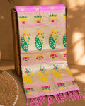 Baby pink Colour Cotton Meenakari Work Saree
