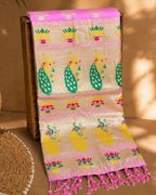 Baby pink Colour Cotton Meenakari Work Saree