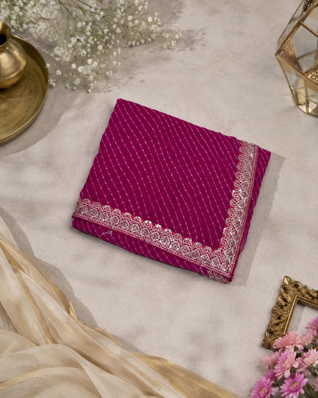 Rani Pink Colour Leheriya Georgette Saree