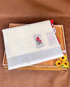 White Colour Linen Cotton Saree