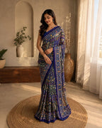 Purple Colour Chinnon Silk Mirror Work Saree