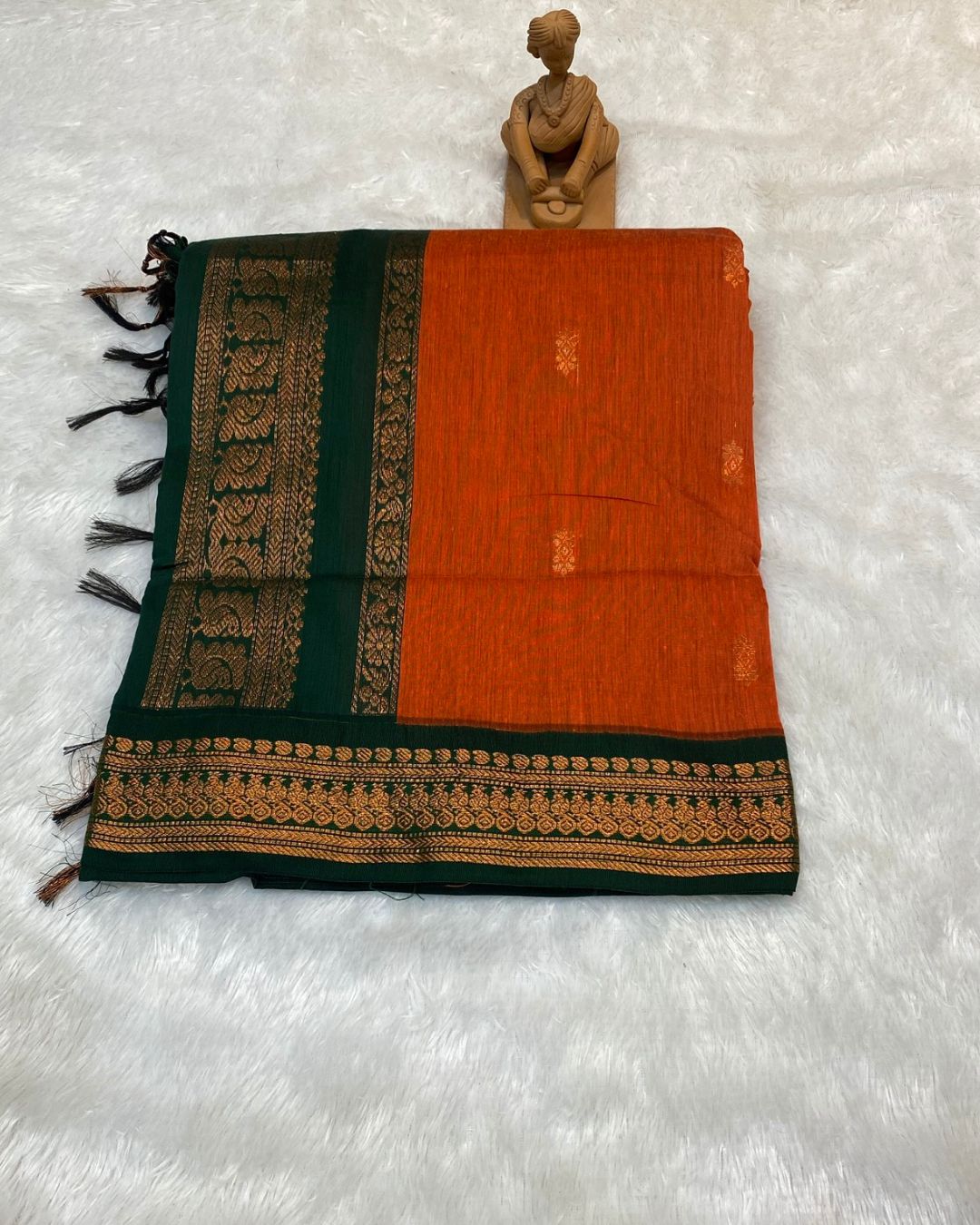 Orange Colour Gadwal Cotton Silk Saree