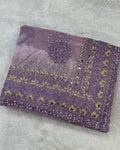 Lavender Colour Twill Net Mirror Work Saree