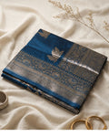 Petrol Blue Colour Semi Silk Saree with Golden Rich Border
