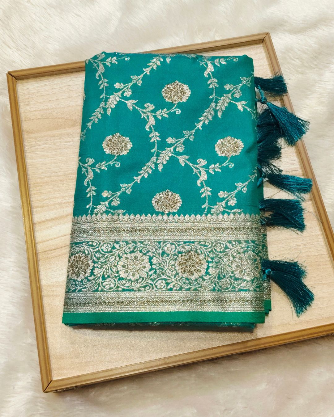 Rama Green Colour Banarasi Silk Saree