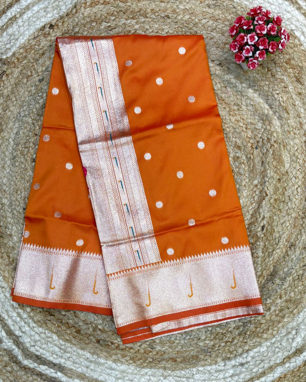 Orange Colour Silk Paithani Saree