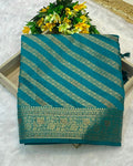 Peacock Blue Colour Vichitra Silk Swarovski Work Saree