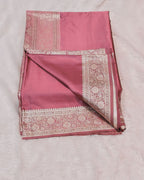 Dusty Rose Pink Colour Soft Satin Silk Saree