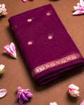 Wine Colour Maheshwari Cotton Saree with Contrast Blouse