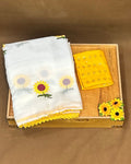 White Colour Sunflower Georgette Saree
