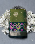 Mehendi Green Colour Dual-Shade Saree with Patola Design Border
