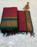 Maroon Colour Gadwal Cotton Silk Saree