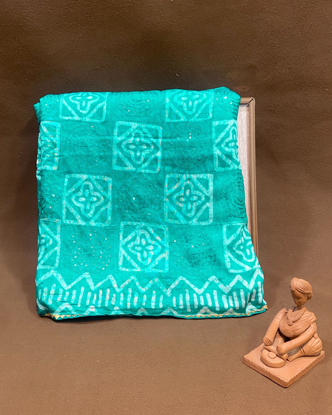Rama Green Colour Batik Cotton Saree