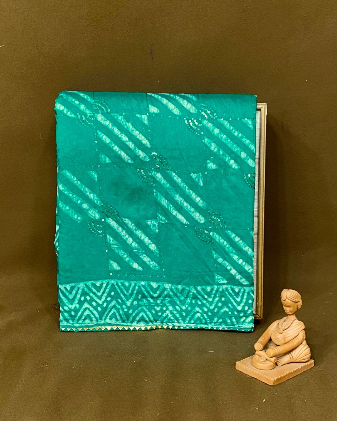 Rama Green Colour Batik Cotton Saree