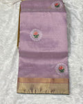 Lilac Pink Colour Tissue Silk Saree