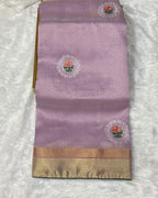 Lilac Pink Colour Tissue Silk Saree