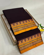 Dark Brown Colour Irkal/Ilkal Cotton Saree
