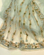 Soft Mint Green Colour Soft Net Stone Work Saree