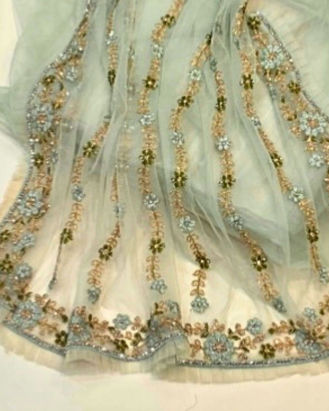 Soft Mint Green Colour Soft Net Stone Work Saree