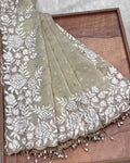 Off White Colour Shimmer Fandy Saree