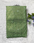 Light Pista Colour Soft Net Cutwork border Saree
