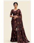Butterfly Design Beads Work Rangoli Silk Brown Saree