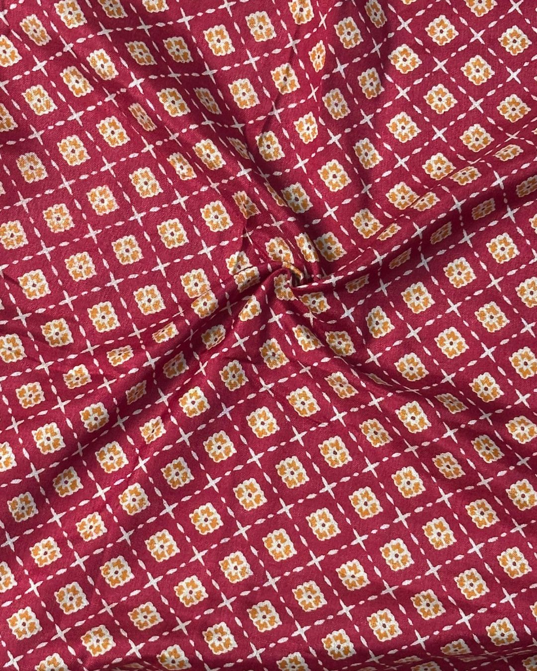 Mustard Yellow  Colour Ajrakh Print Mirror work Saree