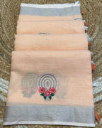 Light Beige Colour Linen Cotton Saree