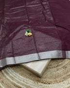 Wine Colour Jute Cotton Saree