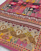 Peach Colour Digital Patchwork Printed Saree