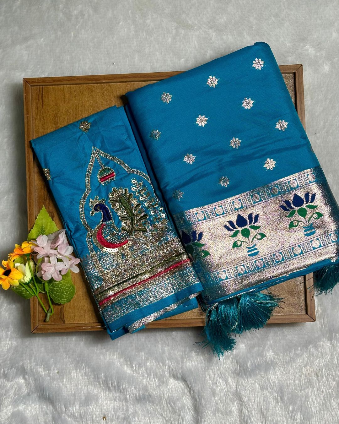 Blue Colour Paithani Saree