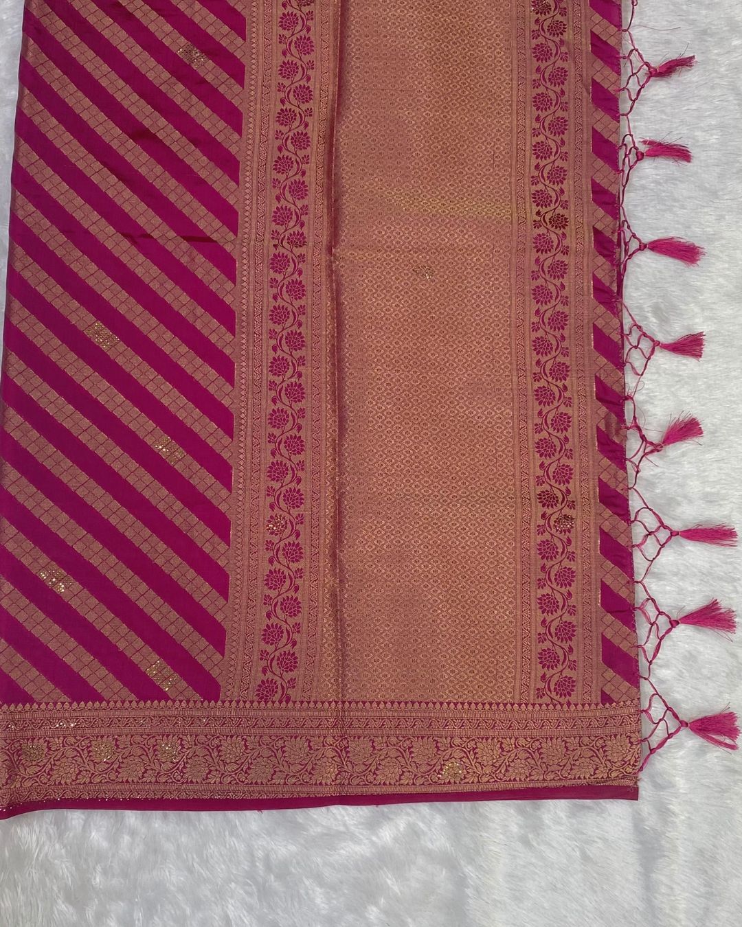 Pink Colour Vichitra Silk Swarovski Work Saree