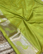 Parrot Green Colour Silk Paithani Saree