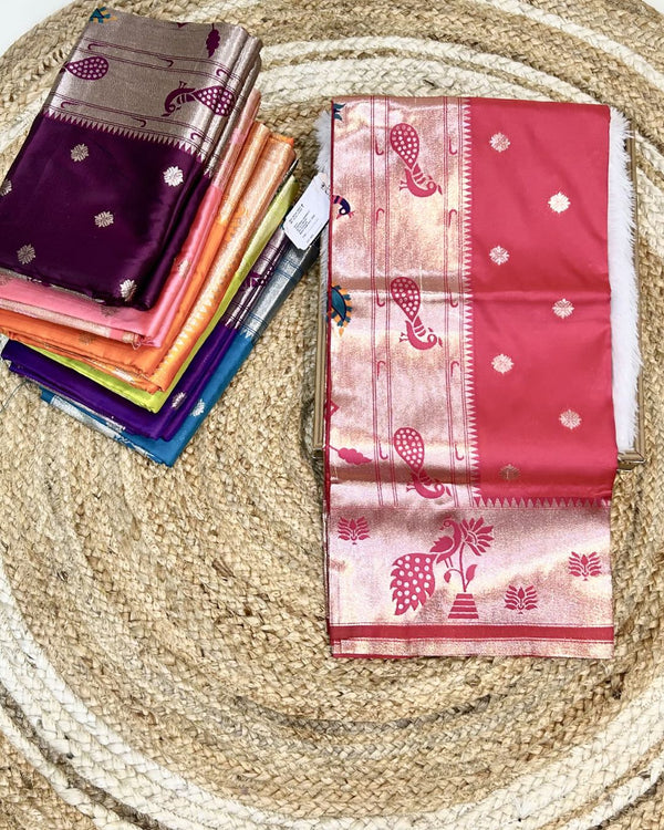 Magenta Pink Colour Silk Paithani Saree