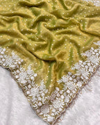 Olive Green Colour Shimmer Fandy Saree