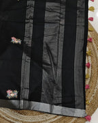 Black Colour Jute Cotton Saree
