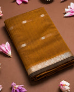 Mustard Yellow Colour Maheshwari Cotton Saree with Contrast Pallu & Blouse