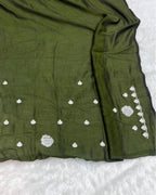 Olive Green Colour Shimmer Fandy Saree