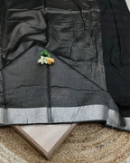 Black Colour Jute Cotton Saree