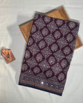 Magenta  Colour Ajrakh Print Mirror work Saree