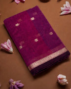 Wine Colour Maheshwari Cotton Saree with Contrast Pallu & Blouse