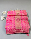 Baby Pink Colour Crunchy Silk Work Saree