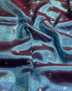 Light Metallic Blue Colour Tissue Silk Saree