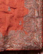 Peach Colour Vichitra Silk Thread Wok Border Design Saree