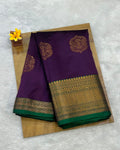 Brinjal Colour Semi Silk Saree
