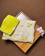 Light Beige Colour Floral Embroidered Designer Saree