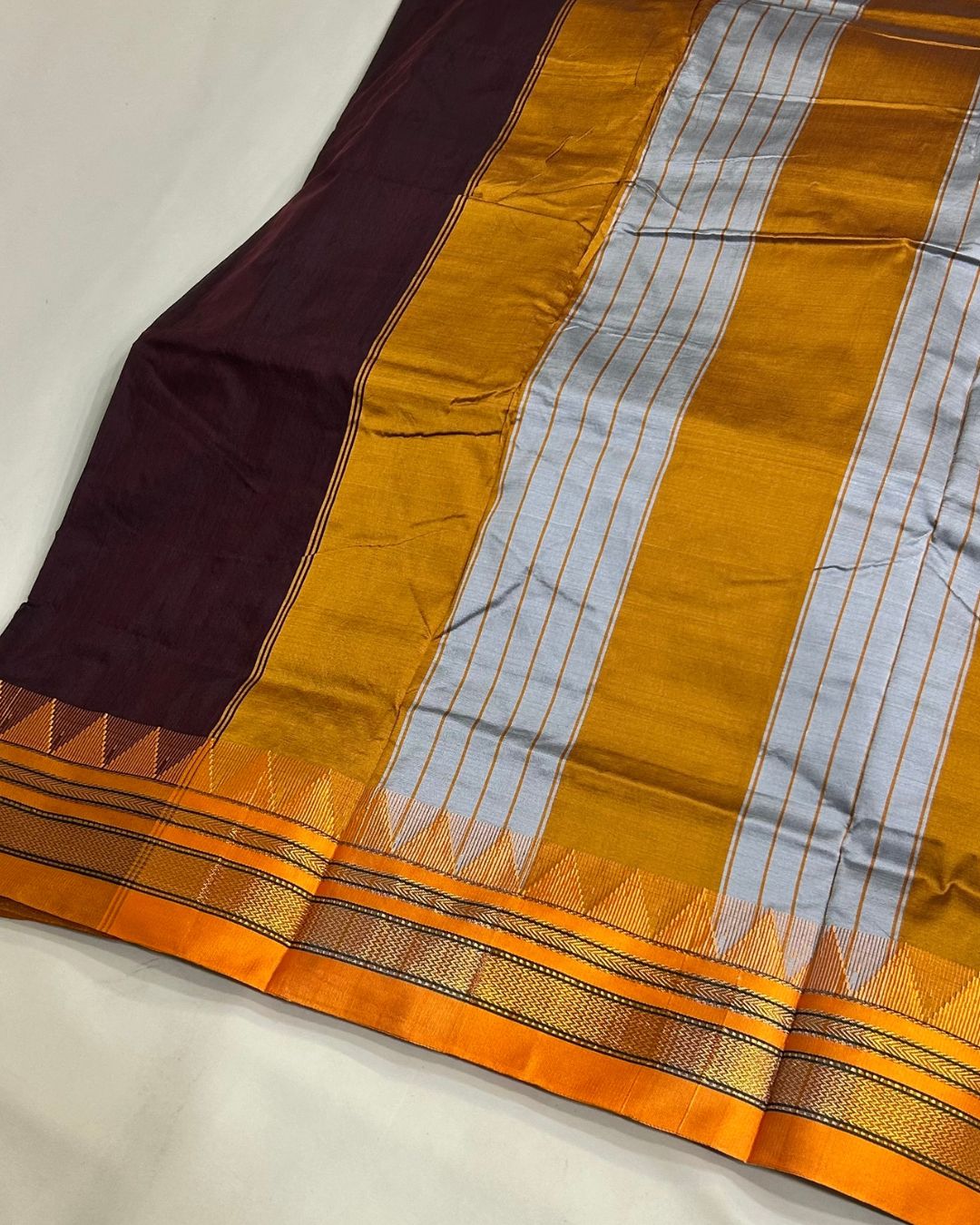 Dark Brown Colour Irkal/Ilkal Cotton Saree